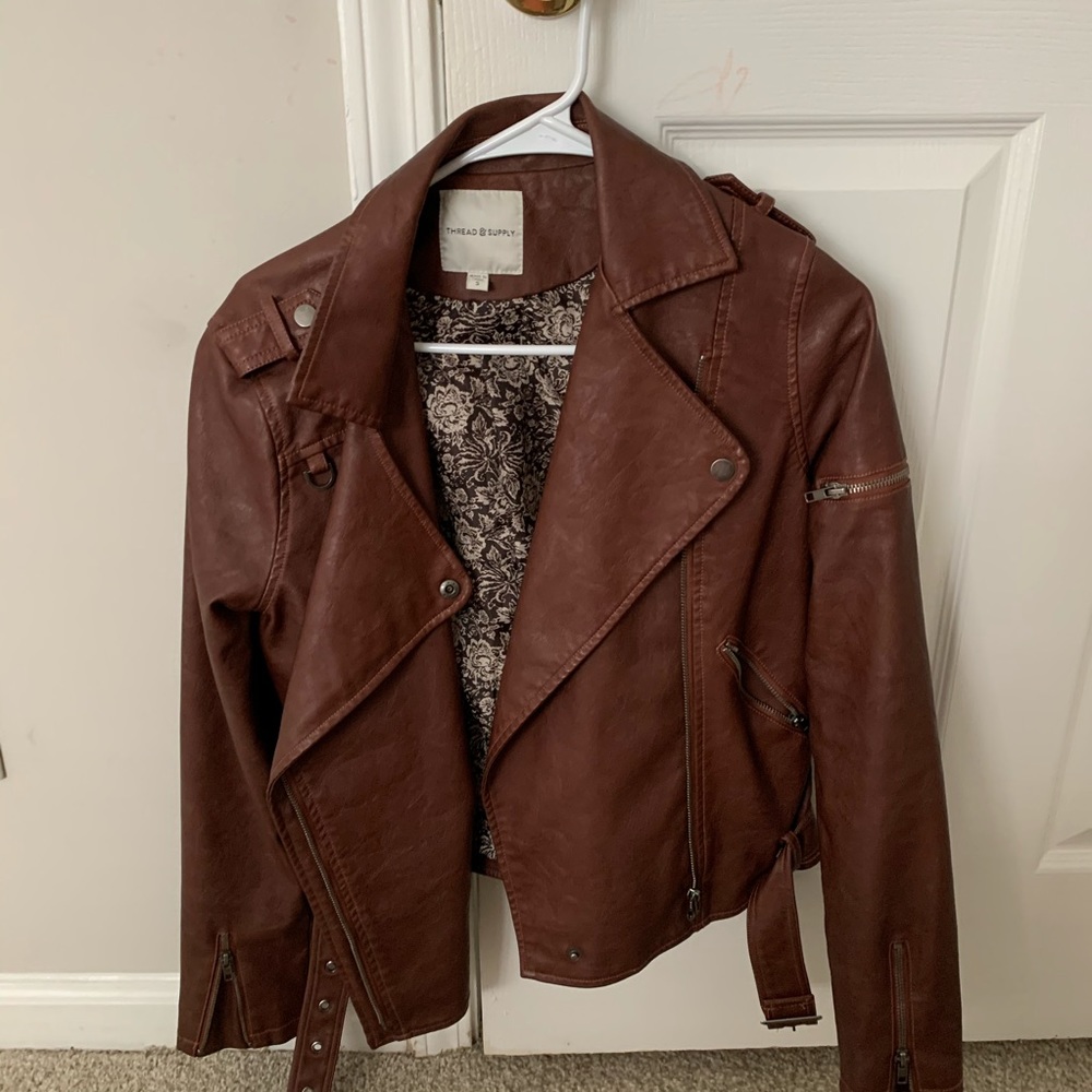 Brown leather jacket